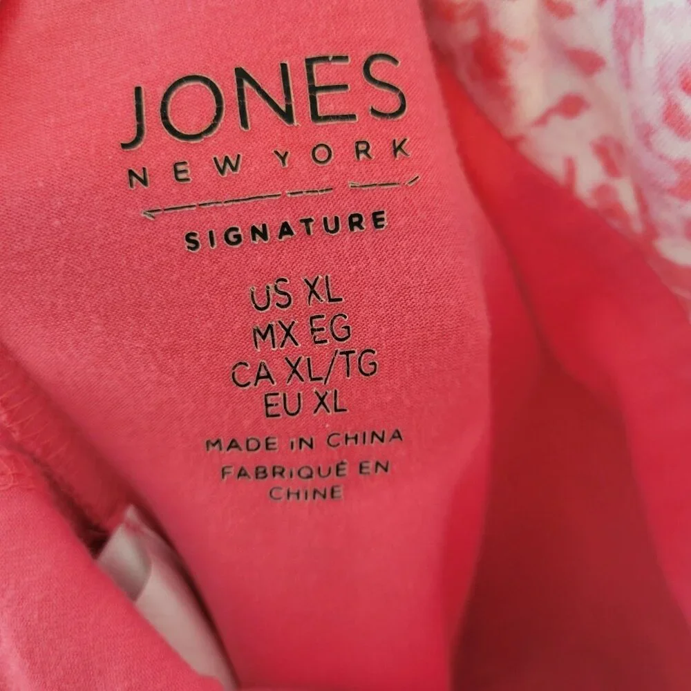 Jones New York XL Pink Floral Skort Cotton Pull On Elastic Waist FLO309XE